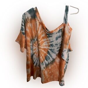 ee:some Tie-Dye Short Sleeve Top - Orange and Gray L